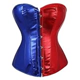 WLFFW Steampunk Corsage Halloween Korsett Korsagen Bustiers für Damen (EUR(42-44) 3XL, Rot Blau)