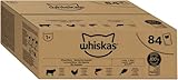 Whiskas Adult 1+ Katzennassfutter Gemischte Auswahl in Gelee, 84 Portionsbeutel, 84x85g (1 Großpackung) – Hochwertiges Katzenfutter nass, für ausgewachsene Katzen