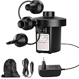 Elektrische Luftpumpe, Luftpumpe für luftmatratzee mit 3 Düsen, 110 V AC/12 V DC, Inflate und Deflate Elektrische Pump für Camping im Freien, Luftmatratzenbetten, Boote, aufblasbare Kissen