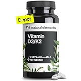 natural elements Vitamin D3 + K2 Depot – 180 Tabletten – Premium-Qualität: K2VITAL® von Kappa – 99,7+% All-Trans K2-MK7 + 5000 IE Vitamin D3 – hochdosiert, ohne Zusätze – laborgeprüfte Qualität