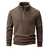 Winterpullover Herren Streetwear Sweatshirts Stehkragen Sweatshirt Langarm Halb Strickjacke T Shirts Warm Arbeitspullover Sportlich Strickpullover Bequeme Fleecepullover