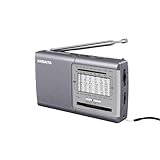 XHDATA D219 UKW/FM/AM Radio Batteriebetrieben Weltempfänger MiniRadio,KurzwelleRadio Retro für Haushalt Outdoor Camping Wandern TragbaresRadio Grau