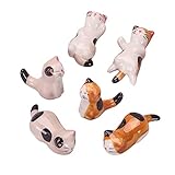 BuyWeek Stäbchen Halter Lucky Cat, 6Pcs/Set Keramik Essstäbchen Rest Lucky Cat Essstäbchen Ablage Home Dekoration Handwerk Ornamente