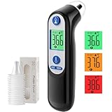 Ohrthermometer für Baby Erwachsene, Ohr Fieberthermometer mit Altersmessung und farbcodierte Temperaturanzeige, digitales infrarot-Thermometer mit 21*Einweg-Schutzkappen