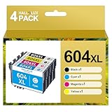 HALLOLUX 604 Patronen Kompatibel für Epson 604XL 604 XL Multipack für Epson XP 2205 für Epson XP 3200 XP 4200 XP 3205 XP 4205 Workforce WF 2930 WF 2935 WF 2910 (Schwarz Cyan Gelb Magenta, 4er-Pack)