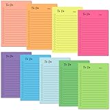 9 Blöcken To Do Liste Linierte, 450 Blätter Haftnotizen Sticky Notes Klebende Notizzettel Karteikarten für Notizen Erinnerungen Markierung (10x15cm)