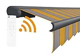 Arilco Elektrische Vollkassettenmarkise Kassettenmarkise Gelenkarmmarkise Markise Sonnenmarkise Sonnenschutz in vielen Farben und Größen wählbar in der Kassettenfarbe Anthrazit (4x3m Strand)