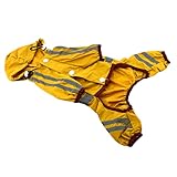 EXAOMBLE Regenmantel Atmungsaktiv für Kleine Einlagiger PVC Regenmantel Gelb Reflektierende Details für S