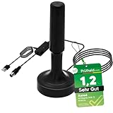 [Test SEHR GUT, Note 1.2 *] Anadol AXRED Magnes DVBT2 Antenne mit Verstärker 30dBi für innen außen, DVBT Antenne für Receiver Fernseher, DVB-T DVB-T2 Antennen, DVB T2 Zimmerantenne mit 5m Kabel
