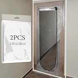 Staubschutztür mit Reißverschluss, 220 * 120cm Staubschutztüre Wiederverwendbar Wasserdicht Anti-Staub Reißverschluss Tür Staubschutzwand Staubtür für Umbau und Renovierung (2 Stück)