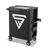 STAHLWERK XL Werkstattwagen mit 7 Schubladen - abschließbarer Werkzeugwagen, Profi-Montagewagen auf gummierten Long-Life-Rollen, Mobiler Werkzeugorganizer für Industrie, Handwerk, Werkstatt