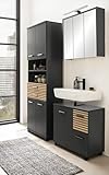 Schildmeyer Badmöbel-Set Katta 702057, Spiegelschrank, Waschbeckenunterschrank, Hochschrank, Anthrazit/Akustikpaneel Optik