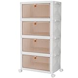 PurKeep Aufbewahrungsbox mit Deckel - 23L*4 plastikbox mit deckel, Kisten Aufbewahrung mit Deckel, klappbox, Faltbare Aufbewahrungsbehälter für Haus und Büro, weiß, 4 Packungen