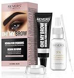 REVERS COSMETICS Augenbrauenfarbe Schwarz 1.0 mit Arganöl und Rizinusöl (Omega 6, Karotin, Vitamine A, E, F), Natürliches Ergebnis, Hält bis zu 4 Wochen, 15+ Anwendungen