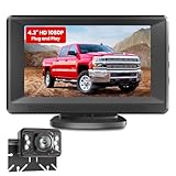 Rückfahrkamera Leicht Einzurichten Plug-Play: Farbe Klare Nachtsicht DIY-Anleitungen Keine Verzögerung Auto Rückfahrkamera mit 4,3” LCD-Monitor IP69 Wasserdicht Parkhilfe-System für LKW/SUV Foxpark
