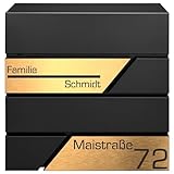 MTEC Design Schwarz Briefkasten mit Hausnummer & Ihre Namen Gravur Personalisiert, Wandbriefkasten mit Extra Zeitungsfach, Briefkasten Groß, Golden, (Gold 2)