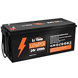 LiTime LiFePO4 24V 100Ah Lithiumbatterie - 2560W Maximalleistung, bis zu 15000 Zyklen, 10 Jahre Lebensdauer, ideale AGM-Ersatzbatterie für Wohnmobil, Marine, Solaranlage und Off-Grid-Anwendungen