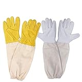 dancepandas Imkerhandschuhe 2 Paar Bienenzucht Handschuhe Ziegenleder Schutzhandschuhe Bienenzucht Beekeeping Gloves für den Anfänger Beekeeper, Männer, Frauen, Bienen (48cm)