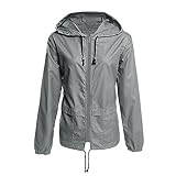 Angebote Windbreaker Damen Atmungsaktiv Mit Kapuze Faltbar Leichte Jacke Hoodie Outdoor Winddicht Jacke Wanderjacke üBergangsjacke Funktionsjacke Damen Grau，XL