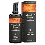 Vitamin C Serum Gesicht 100 ml - Vitamin C hochdosiert auf Bio Aloe Vera Basis mit Hyaluron - Gesichtspflege, Augenringe entfernen, Anti Aging - Skincare Vegan - Naturkosmetik - Satin Naturel