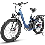 Skivogr City E Bike, Fatbike 26' x 4.0, 48V 12.5Ah Akku Elektro Mountainbike, Elektrofahrrad Erwachsene, E-Bike Damen Herren mit LED Farbdisplay und App Steuerung (Blau)