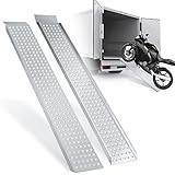 Tubiaz 2X Auffahrrampe, Verladerampe 400kg,rutschfeste Verladeschiene, Verzinkter Stahl Auto Laderampe,für Motorrad, Anhänger, Rasenmäher, Rasentraktor,ATV,Länge 160cm