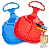 Alpenflitzer® 2 Stück Popo-Rutscher Bob; Schlitten mit Griff; Kinder Po-Rutscher Rodel Schneerutscher Bob Schneeflitzer zum Rodeln & Schlittenfahren 2er Set blau & rot