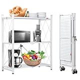 Faltbare Metallregale auf Rädern, vielseitige Speisekammerregale und Bücherregal für Wohnzimmer