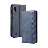 Hülle für Samsung Galaxy A10,PU Leder,Retro magnetische Telefonschale,Wallet-Design mit 3 Kartenflüssen und 1 Geldclip -Blue