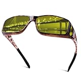FIMOSON Nachtfahrbrille für Männer und Frauen, passt über Sonnenbrille, blendfrei, polarisiert, HD-Nachtsichtbrille, 06 Braun/Gelb Nachtsichtlinse
