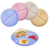 Rongxze 4 Stück Kinderteller mit Unterteilung, Kinder Teller Set mit Unterteilung 3 Fächern, Teller mit Unterteilung, Split Speiseteller aus Prämie PP (Beige, Rosa, Blau, Gelb)