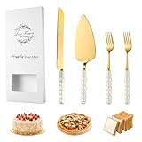 LCUHAVA Tortenheber Inkl Tortenheber Gold Tortenmesser Rostfreie Stähle Dessertspachtel Ist Das Perfekte Geschenk für Hochzeiten, Jahrestage und Geburtstage Ideales Hochzeitsgeschen Frischvermählte