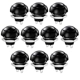 Gebildet 10 Stück 12mm Wasserdichter Momentan Drucktaster SPST EIN/AUS 3A/3V-5V-9V-12V-24V-230V AC, Verriegelungsloser Mini-Rundtaster für Autotrompete, PC, Tischlampe, Türklingel zu Hause (Schwarz)