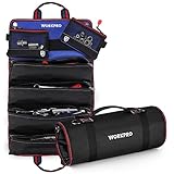 WORKPRO Werkzeugtasche Rolltasche, Profi Werkzeugrolltasche Werkzeugrolle 57*36CM, aus 720D Polyester, große Kapazität, mit 2 abnehmbaren Taschen & 4 Reißverschlusstaschen, für Elektriker Handwerker