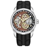 TAYSHILEY Pagani Design Herren Automatik Mechanische Uhr Skelett Zifferblatt Sport Uhr mit Fluorkautschuk Armband Synthetisches Saphirglas Luxus Automatik Armbanduhr für Männer Automatischer Kalender