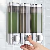 Seifenspender Wandbefestigung, Shampoo Duschgel Spender, 3er Set Seifenspender Ohne Bohren, Gleichmäßige Flüssigkeitsabgabe, AuslaufsicherGeeignet für Shampoo,Duschgel,Flüssigseife,Spülung. (Silver)