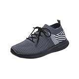 fußball Schuhe 2024 Sommer Modische Damen-Sneaker, bequem und atmungsaktiv, lässige Arbeitsschuhe zum Schnüren, Outdoor-Wanderschuhe H-334 Dark Gray 40