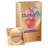 Durex Natural Feeling Kondome – Latexfreie Kondome aus Real-Feel-Material & mit anatomischer Easy-On-Form – 14er Pack (1 x 14 Stück)