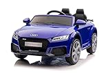 FINOOS Kinder elektroauto A.U.D.I. TTRS 12V Elektroauto für Kinder, mit Fernbedienung 2,4GHz, Akku: 12V, 4,5Ah, 2 x Motor 30 Watt (Saphir Blau)