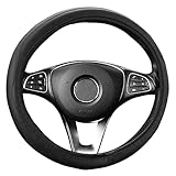 Gvolatee Universal Auto Lenkradhülle Lenkrad Abdeckung Heavy Duty Lenkradbezug aus Leder 37-39CM / 15'' Anti Rutsch Lenkradabdeckung Lenkradschoner (Schwarz)