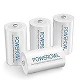 POWEROWL C Baby Akku 1.2V 5000mAh NI-MH Akku C Wiederaufladbar Batterien Geringer Selbstentladung & Vorgeladene (4 Stück)
