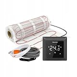 WARMTEC elektrische Fußbodenheizung 170 W/m² | Fußbodenheizung elektrisch selbstklebend | Heizmatte mit Thermostat für Bodenwärme unter Fliesen | Bodenheizung mit IPX7 Schutzklasse | WRT Schwarz 1,5m²