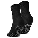 2 | 4 | 6 Paar ABS Socken Herren Damen Anti Rutsch Socken mit Wolle 21463 WP (Schwarz 2 Paar 43-46)