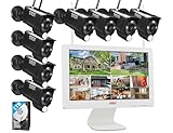 Tonton 5MP Überwachungskamera Set mit 16'Zoll Monitor, 10CH NVR Videoüberwachung System und 8*3MP Kamera für innen/außen, 30M Farbnachtsicht AI PIR Personenerkennung, App&Mail Alarm, 1TB Festplatte