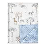 Soarwg Kids Babydecken 75 x 100 cm, Unisex für Kleinkinder, Babys, Mädchen, Jungen, Kinderzimmer, Bettdecke, Geschenke (Blaue Giraffe Elefant)