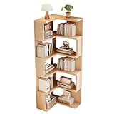 Eck-Bücherregal mit 5 Ebenen, L-förmiges Holz-Bücherregal, freistehende Aufbewahrungseinheit, platzsparendes Eckregal für Wohnzimmer, Schlafzimmer, Heimbüro, einfache Montage, stilvoller Nizer