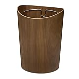 Relaxdays Papierkorb, 9 l Volumen, in Holzoptik, H x D: 30 x 23 cm, Metallring für Mülltüte, runder Abfalleimer, braun