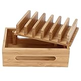 6-Port Bambus Ladestation, Multifunktions Desktop Docking Stations Halter für Tablets Handyhülle Handy (kein USB-Ladegerät)