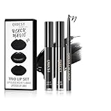 Baorder 3-in-1 Lip Make-up Kit: Matte Lipgloss, Glossy Lip Gloss, Lip Liner Bleistift - 3 Gramm, Schwarz, Langanhaltend, Nicht Klebend, Wischfest, Voller Deckung für Damen und Unisex, Beauty-Artikel