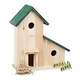 Relaxdays Vogelvilla aus Holz, dekorative Nisthilfe und Futterhaus, Balkon oder Garten, HxBxT: 30,5 x 26 x 12 cm, grün